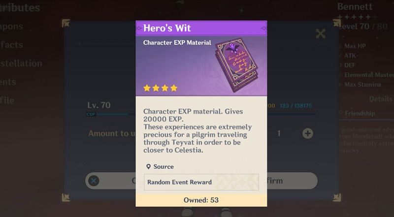 Hero's Wit for Character EXP